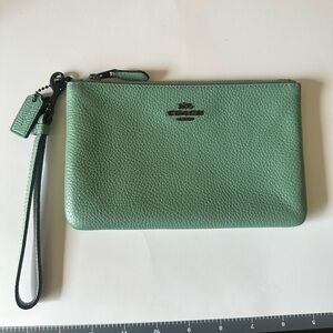 Coach Mint Green Leather Pouch